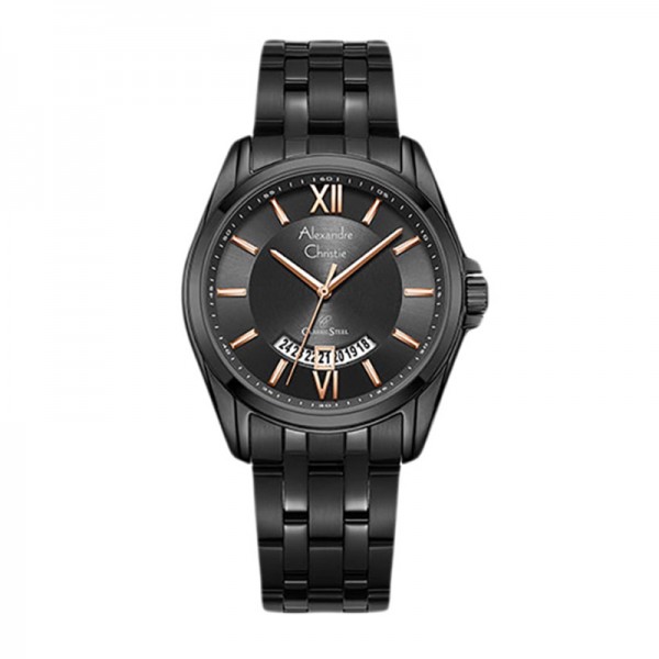 Alexandre Christie AC 8673 Black Rosegold Man MDBIPBARG